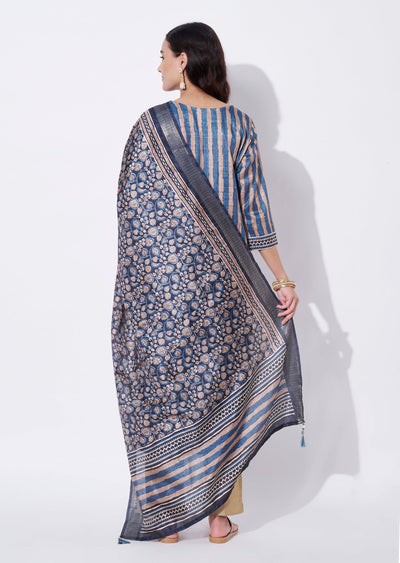 Grey Tussar Straight cut suit