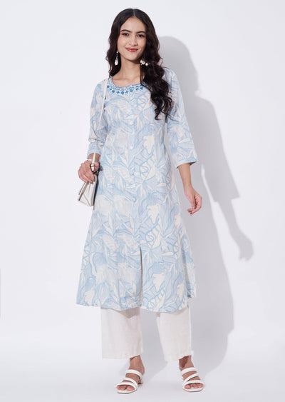 Blue Cotton Straight cut set