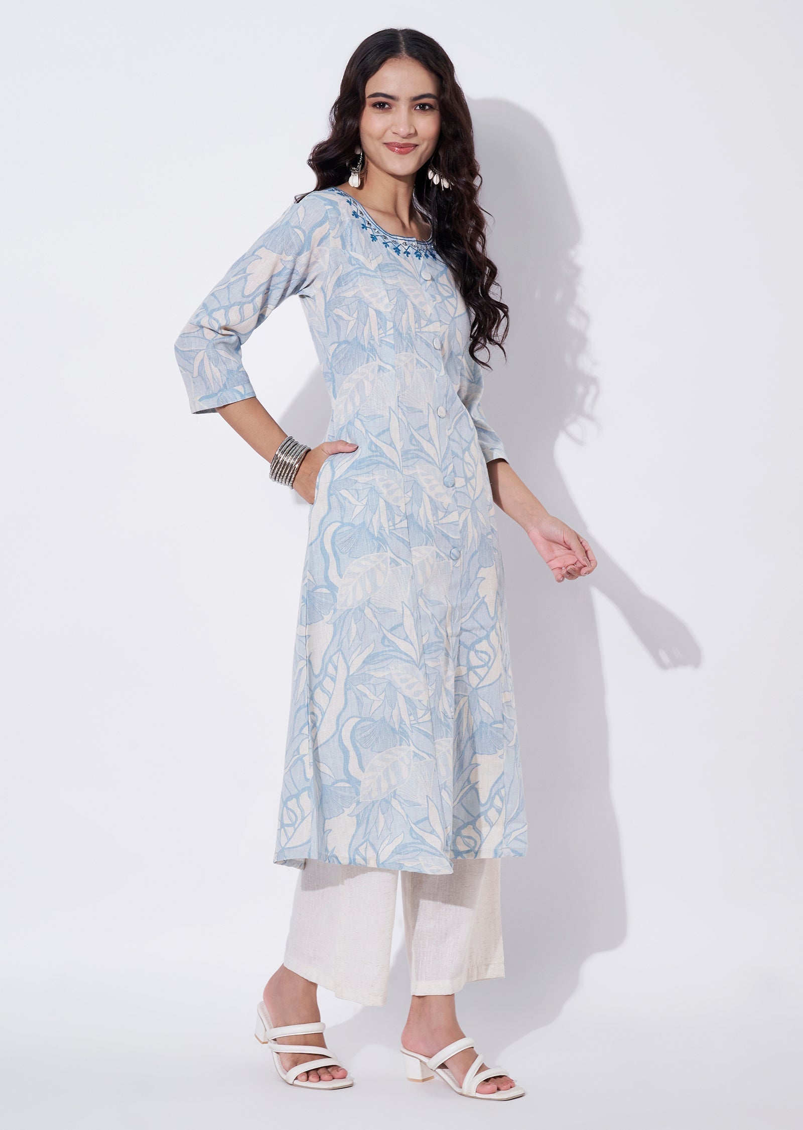 Blue Cotton Straight cut set