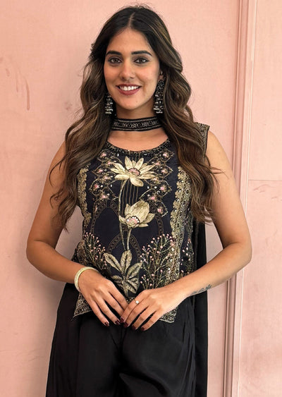 Black Chinnon Sharara set