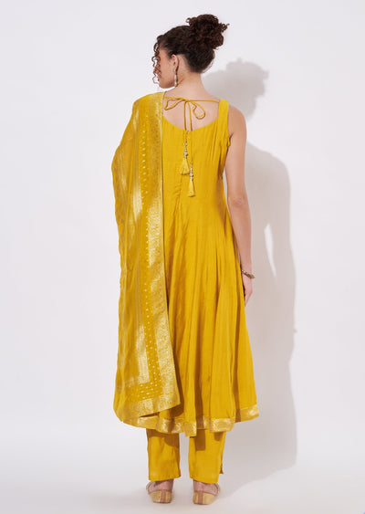 Yellow Silk Anarkali Suit