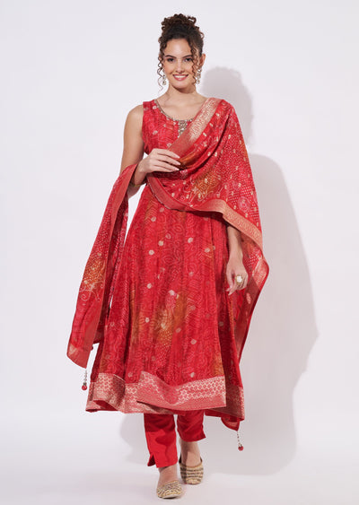 Pink Chinnon Anarkali Suit