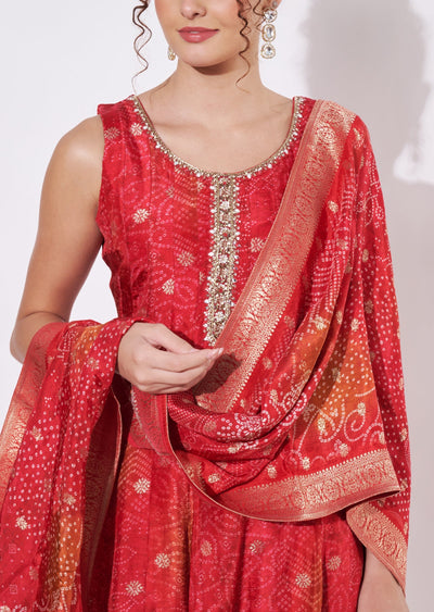 Pink Chinnon Anarkali Suit