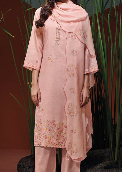 Pink Muslin Straight cut Suit