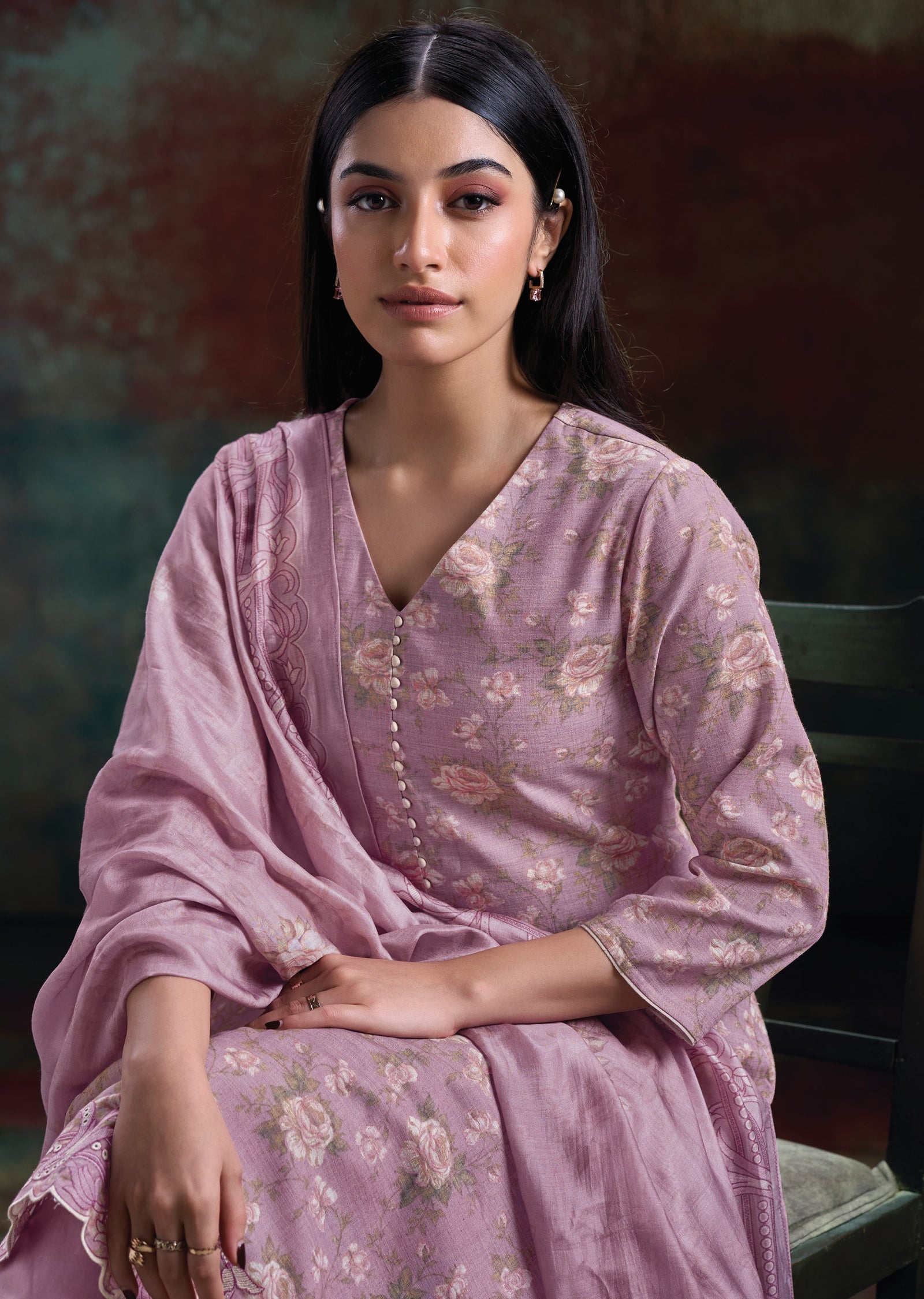 Pink Linen Cotton Straight cut Suit