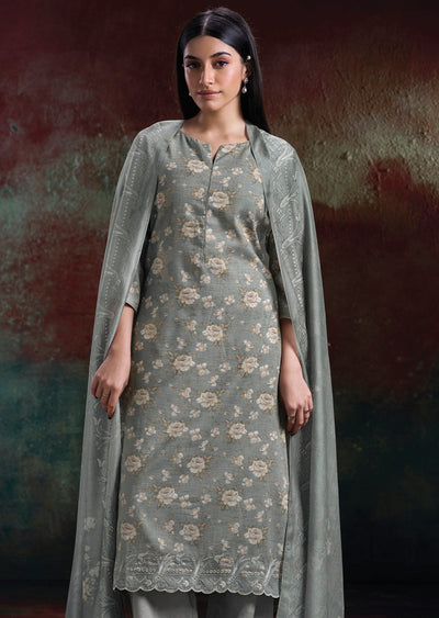Blue Linen Cotton Straight cut Suit