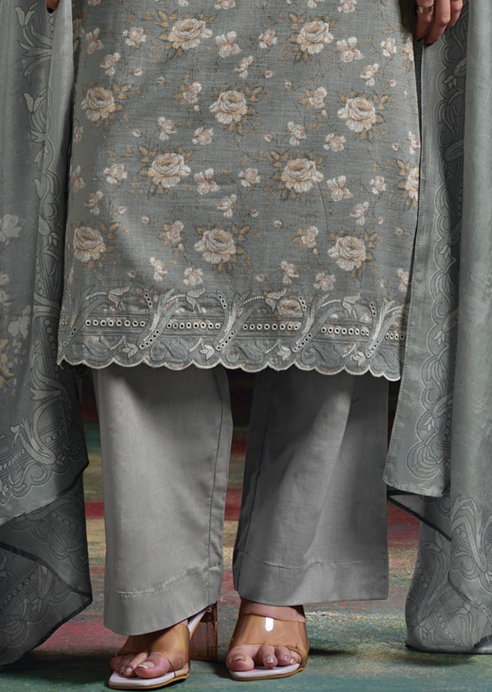 Blue Linen Cotton Straight cut Suit