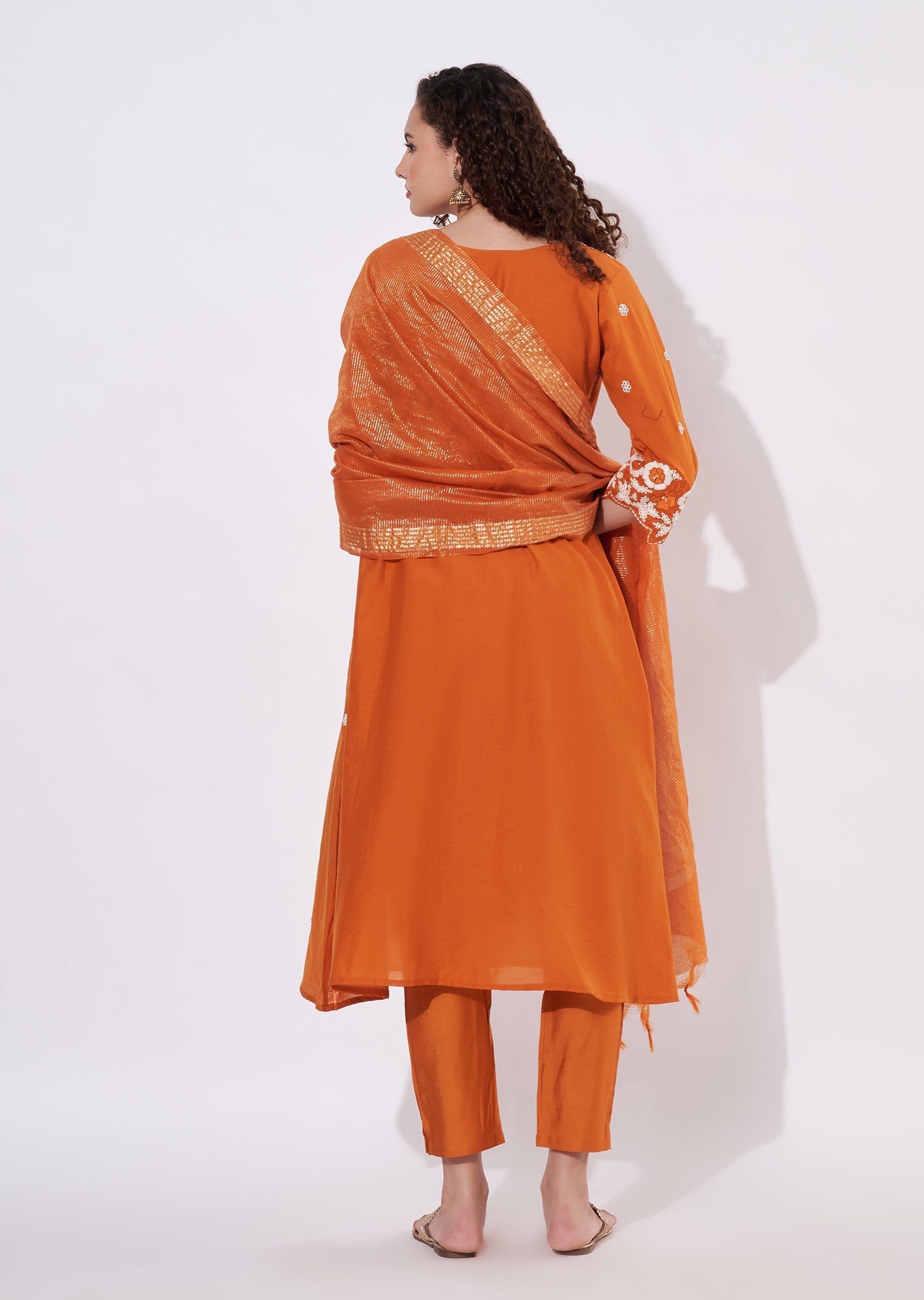 Rust Silk Anarkali Suit