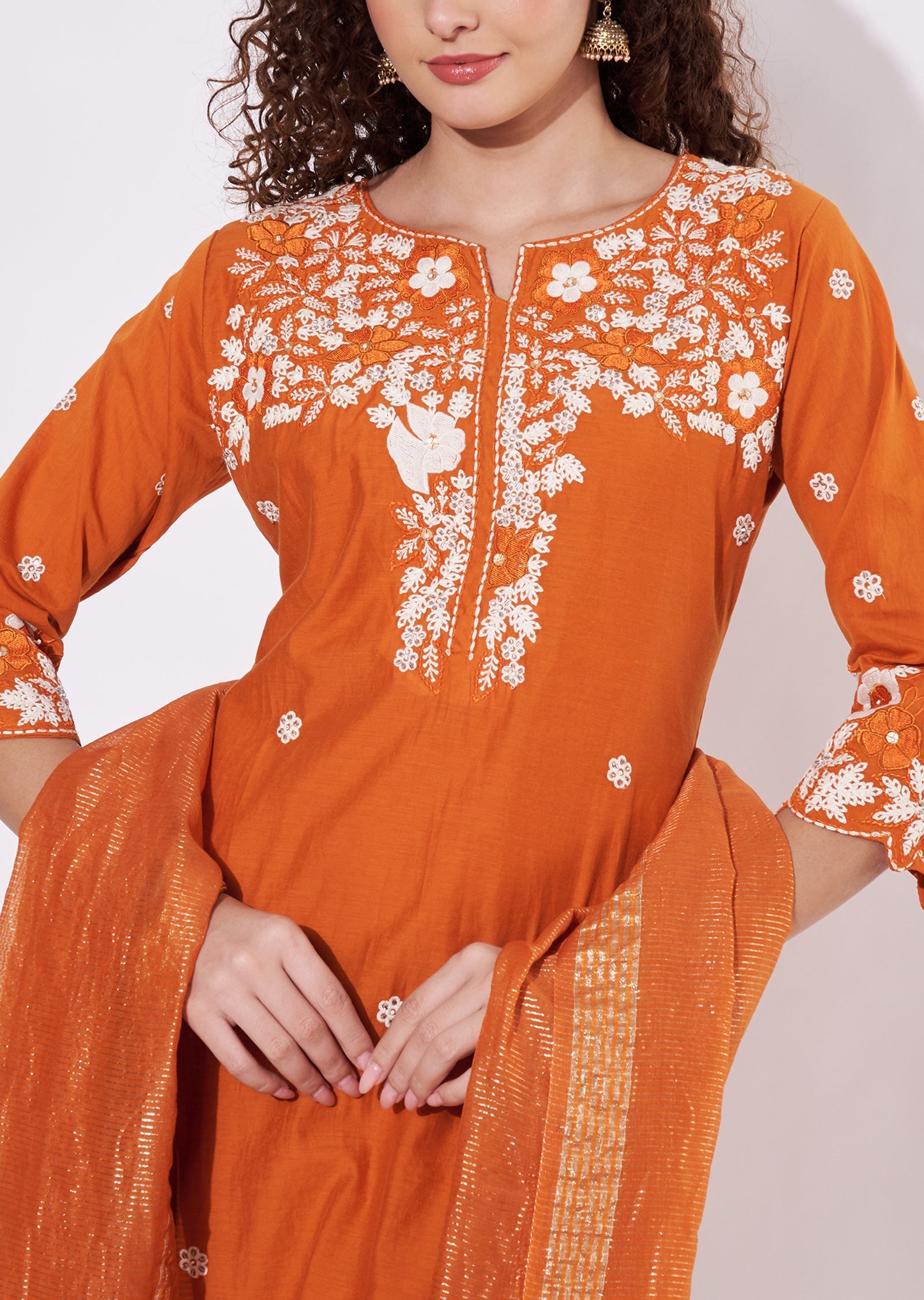 Rust Silk Anarkali Suit