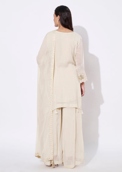 Cream Georgette Sharara Set