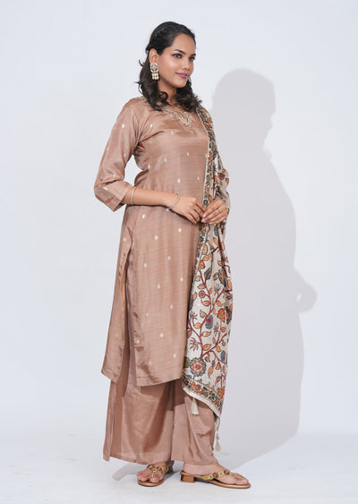 Brown Silk Sharara Set