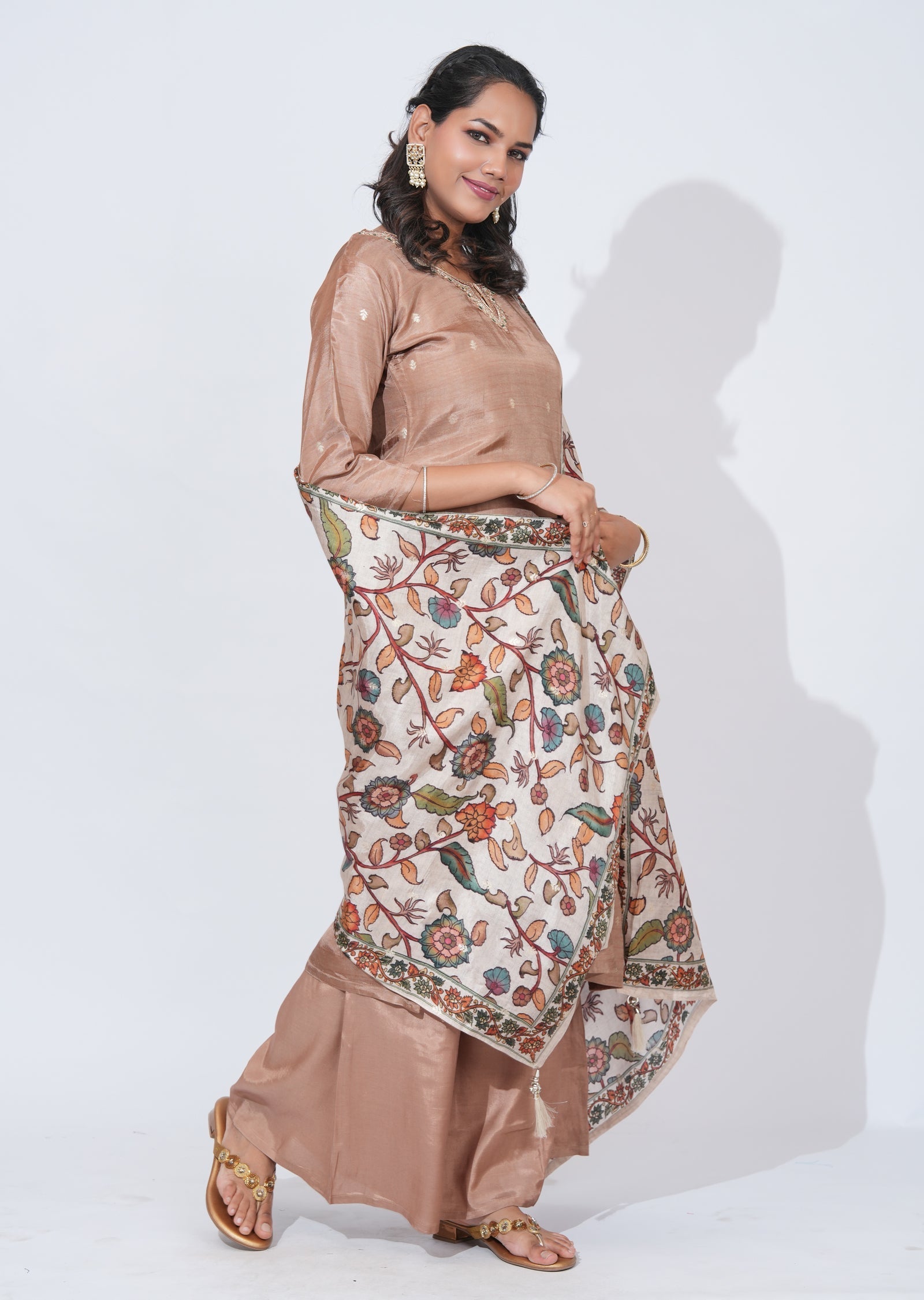 Brown Silk Sharara Set