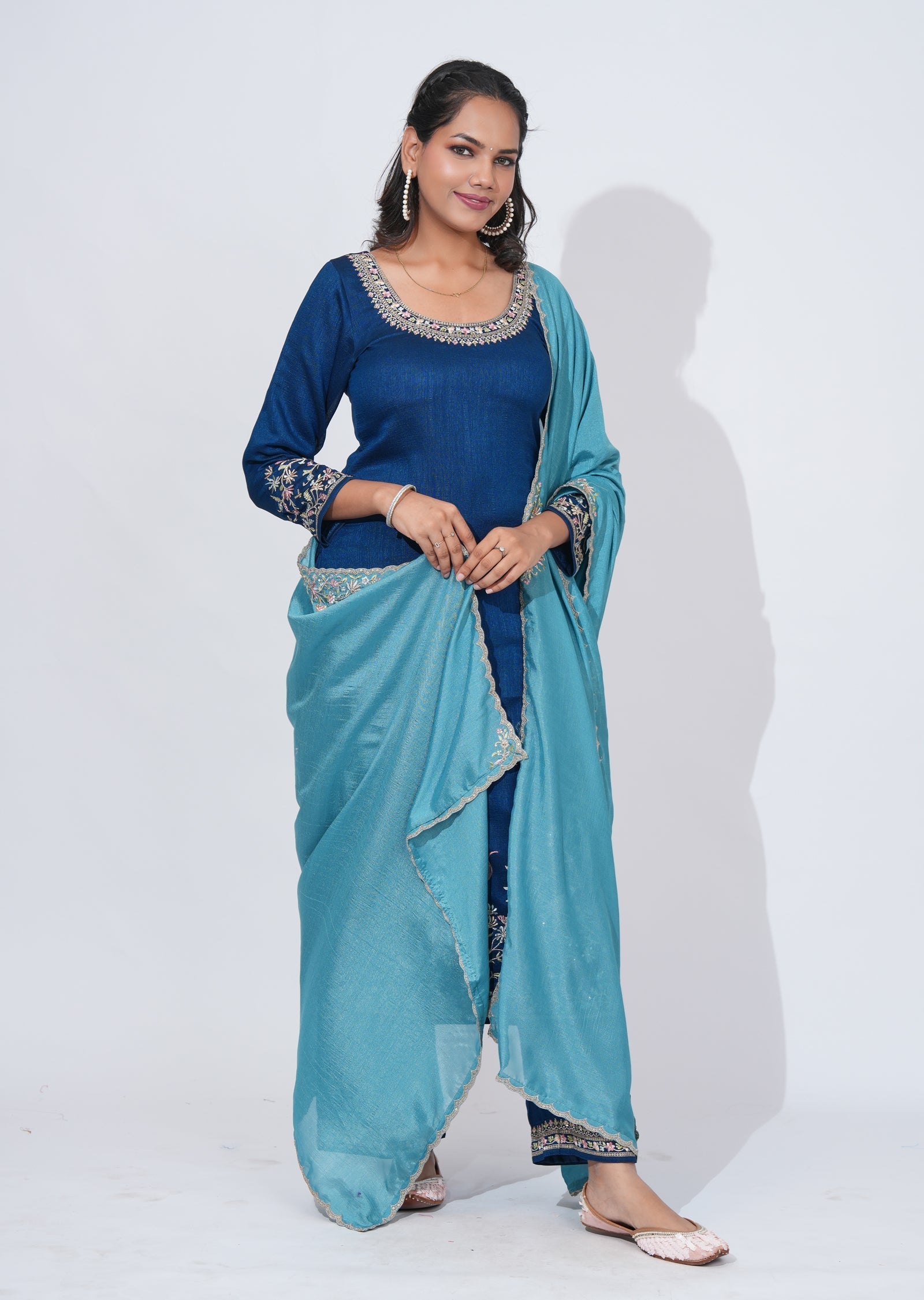 Blue Tissue straight cut Suit