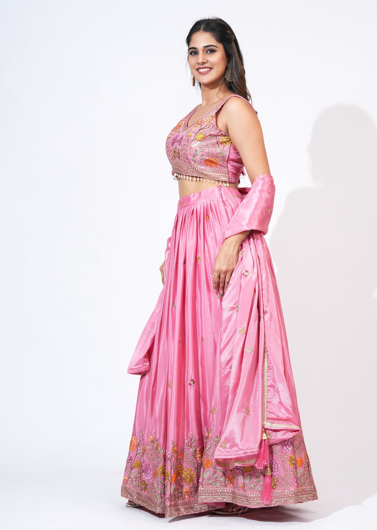 Light Pink Silk Lehenga Set