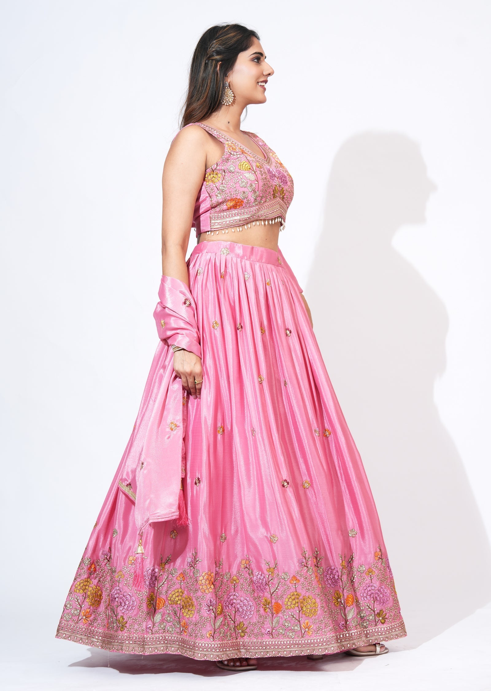 Light Pink Silk Lehenga Set