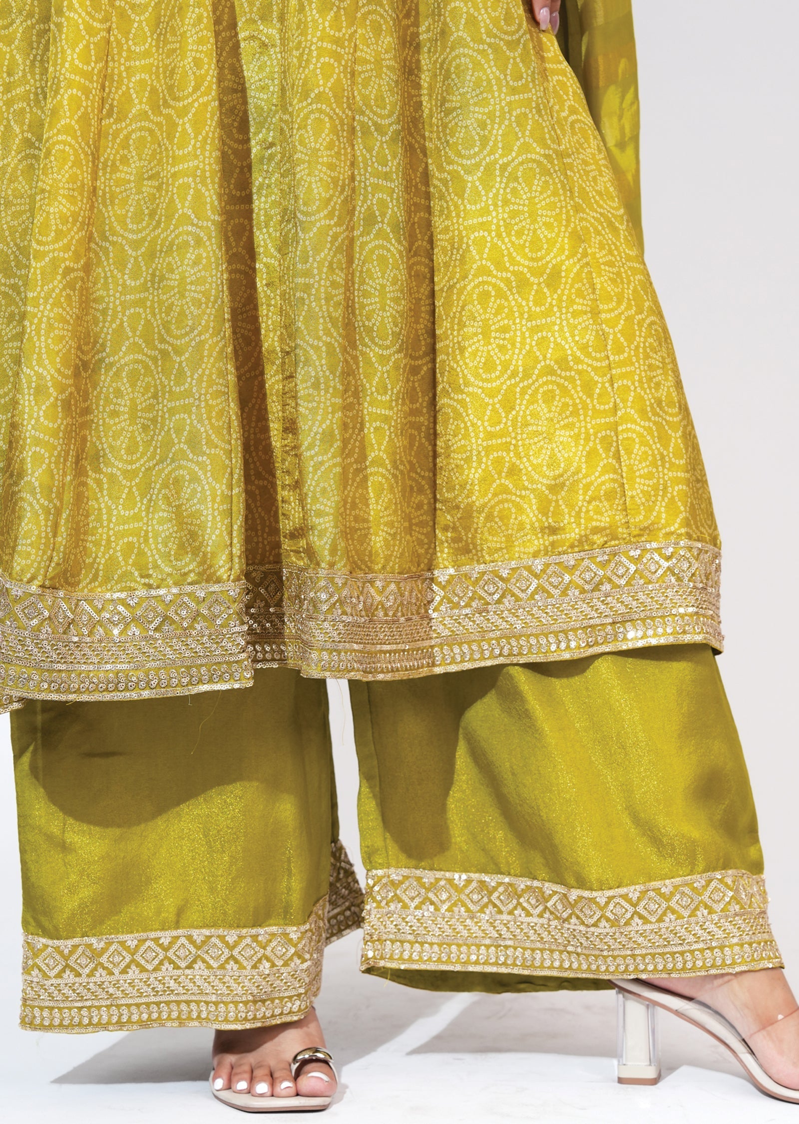 Green Tissue Anarkali Set