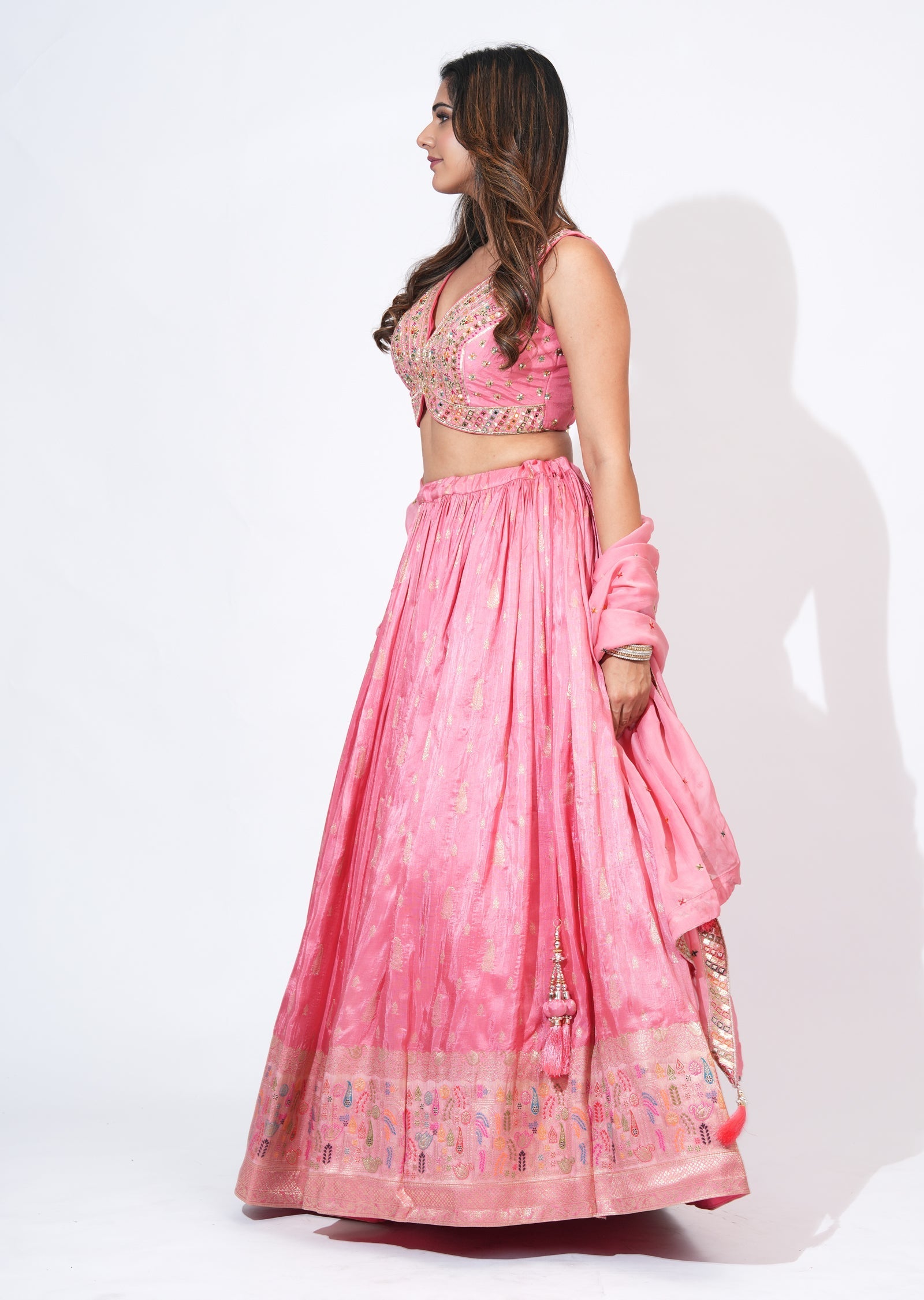 Pink Silk Lehenga Set
