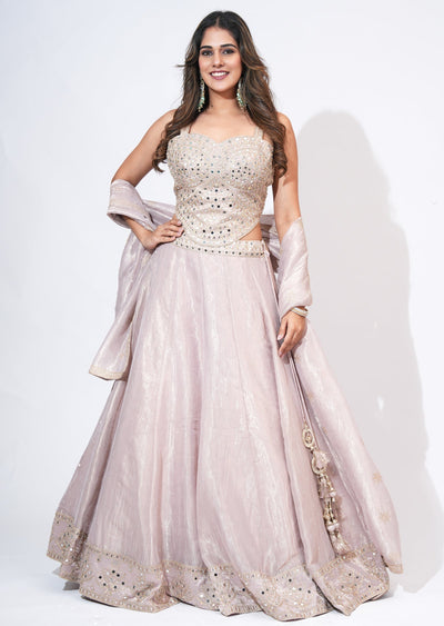 Pink Tissue Lehenga Set