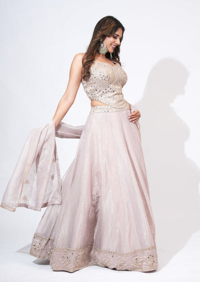 Pink Tissue Lehenga Set