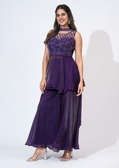 Purple Sharara Set