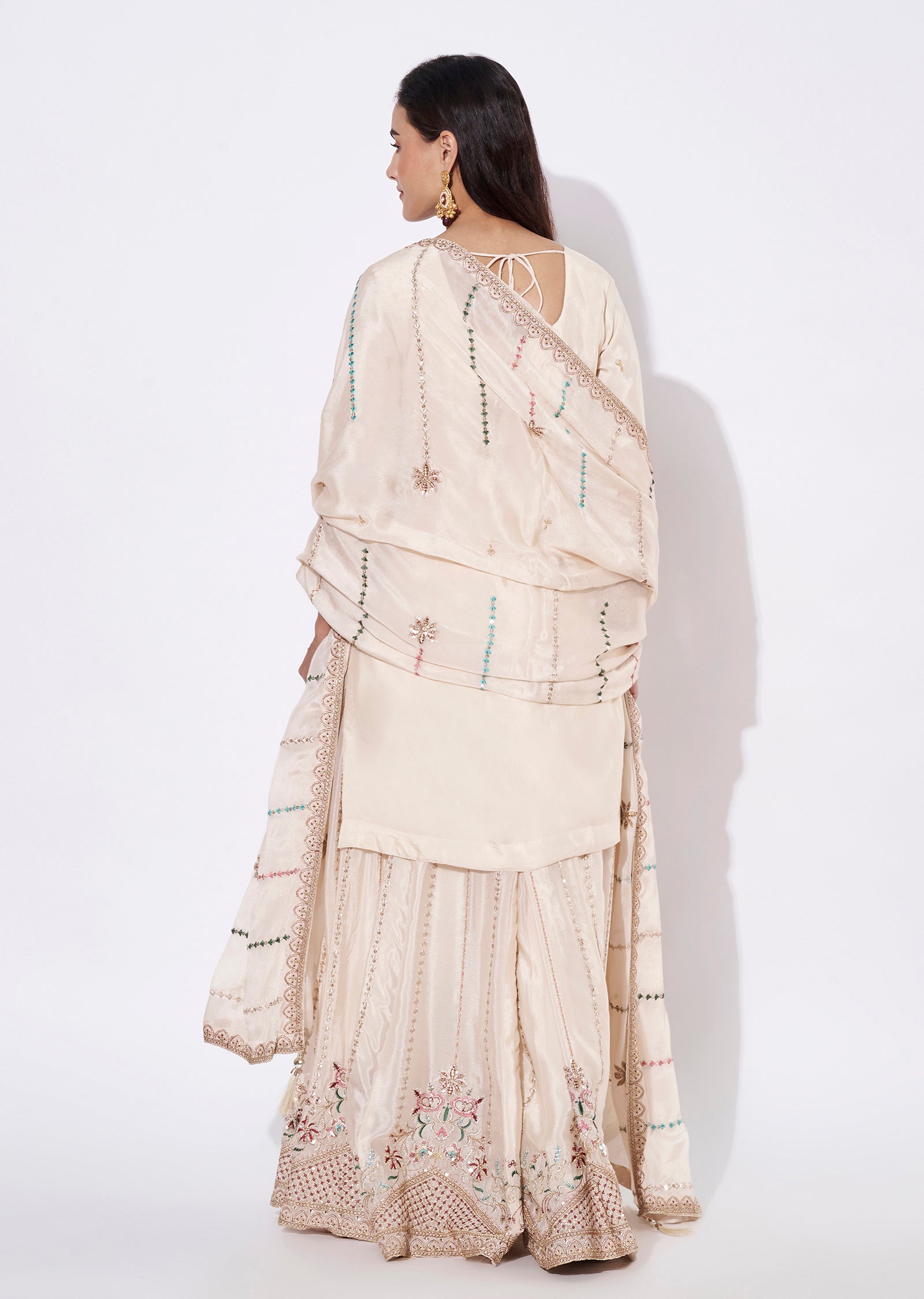Off White Silk Sharara Set