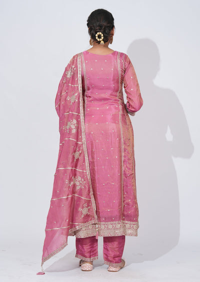 Pink Tissue Anarkali Suit