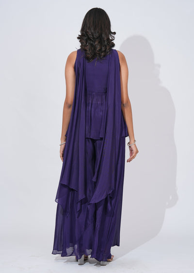 Purple Tissue Sharara Set
