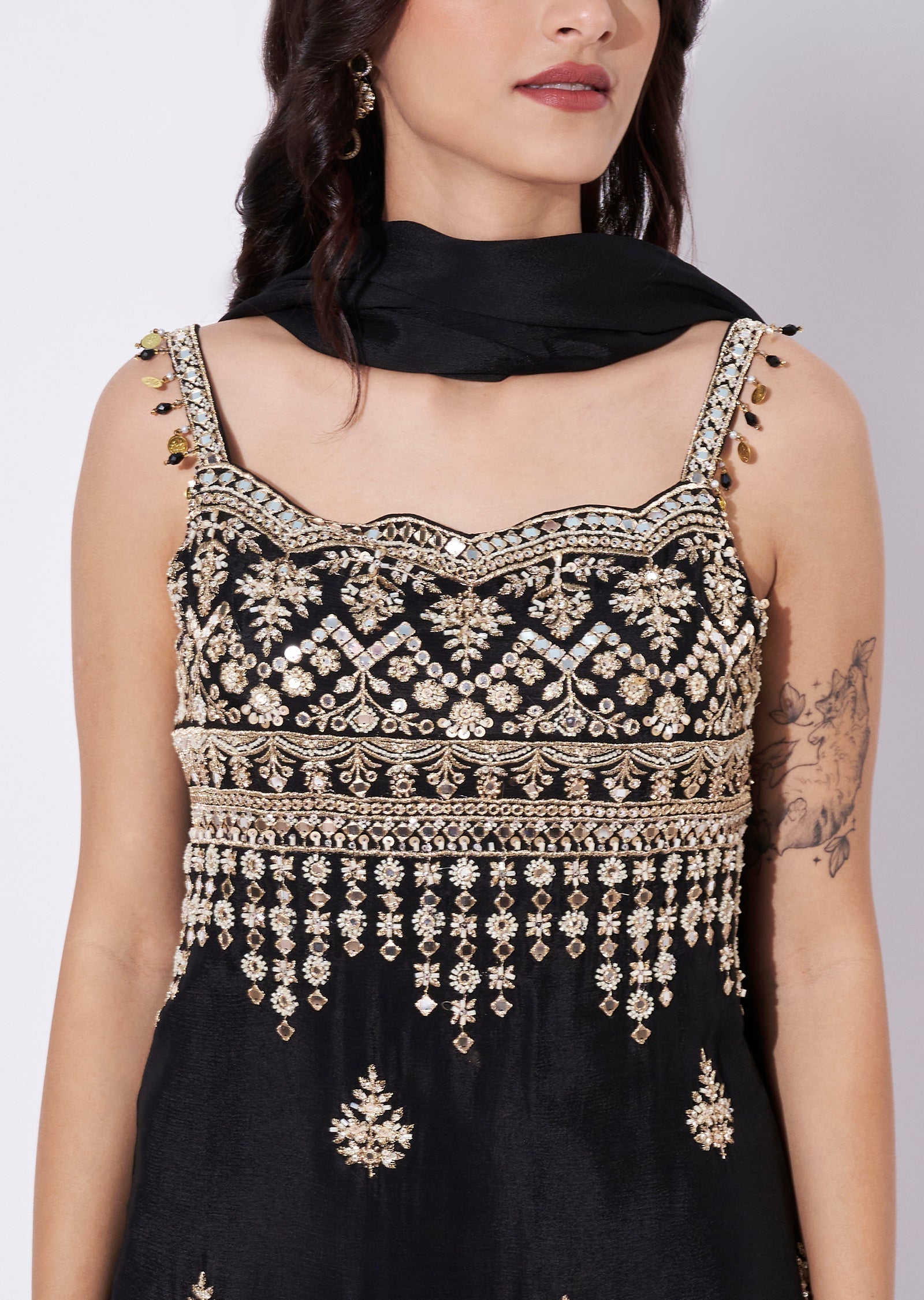 Black Chinnon Sharara Set