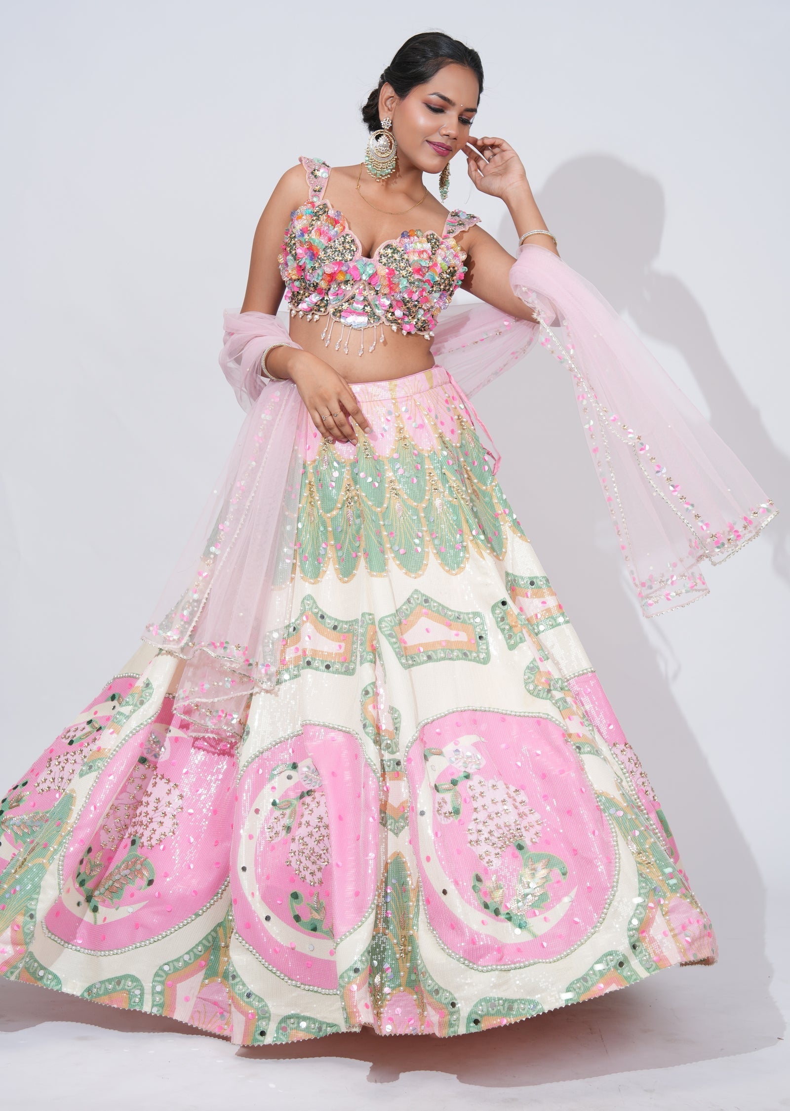 Multi Georgette Lehenga Set