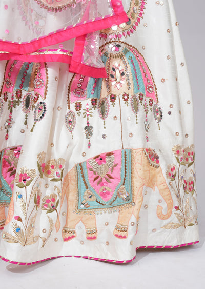 White Silk Lehenga Set
