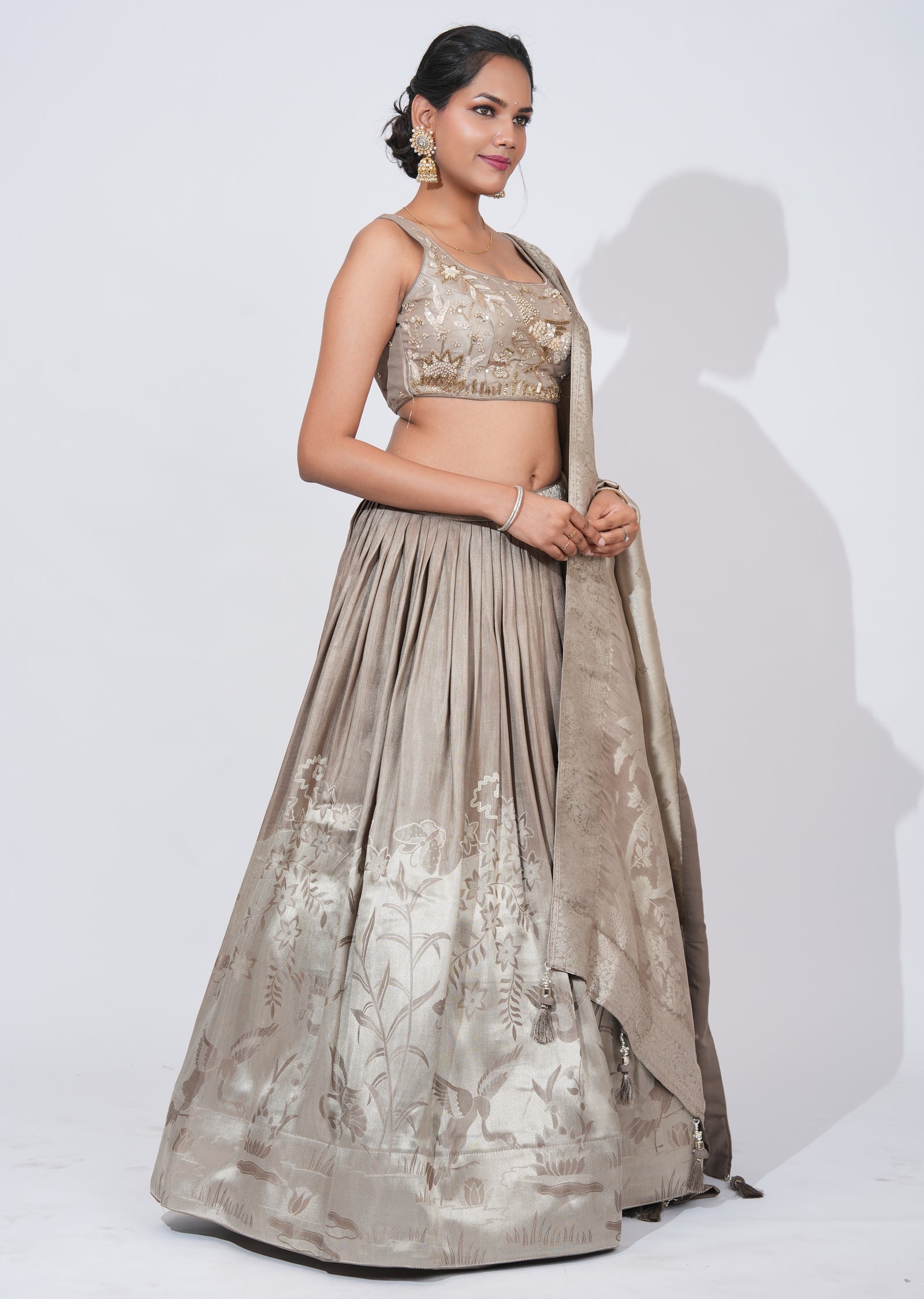Mouse Tissue Lehenga Set