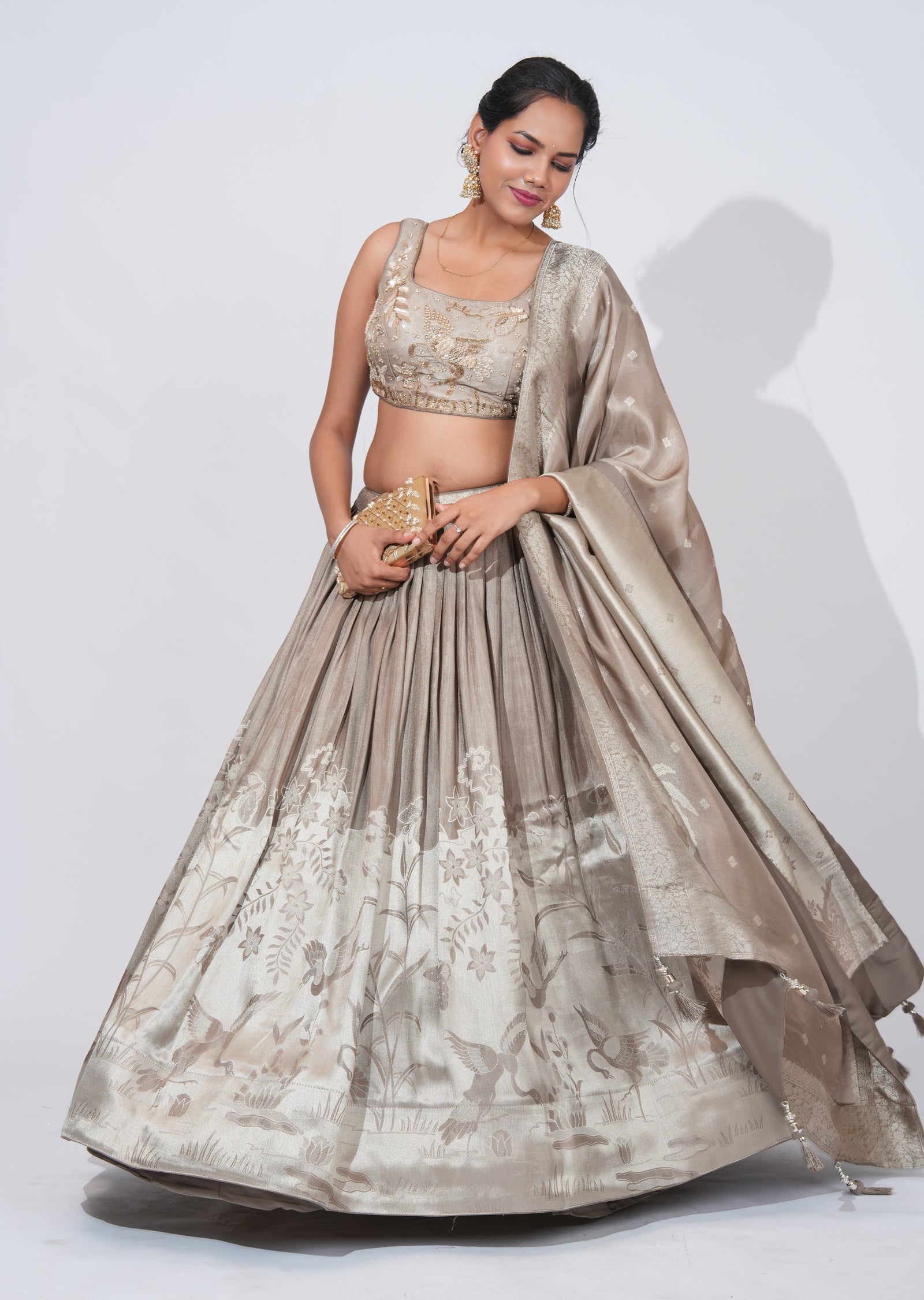 Mouse Tissue Lehenga Set