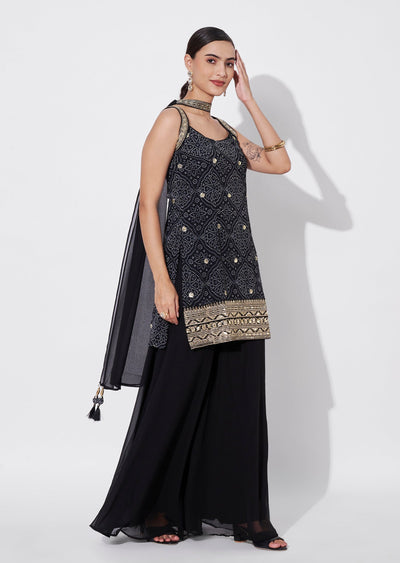 Black Georgette Sharara Set