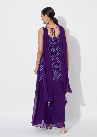 Purple Georgette Sharara Set