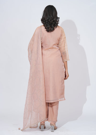Peach Tissue straight cut Suit