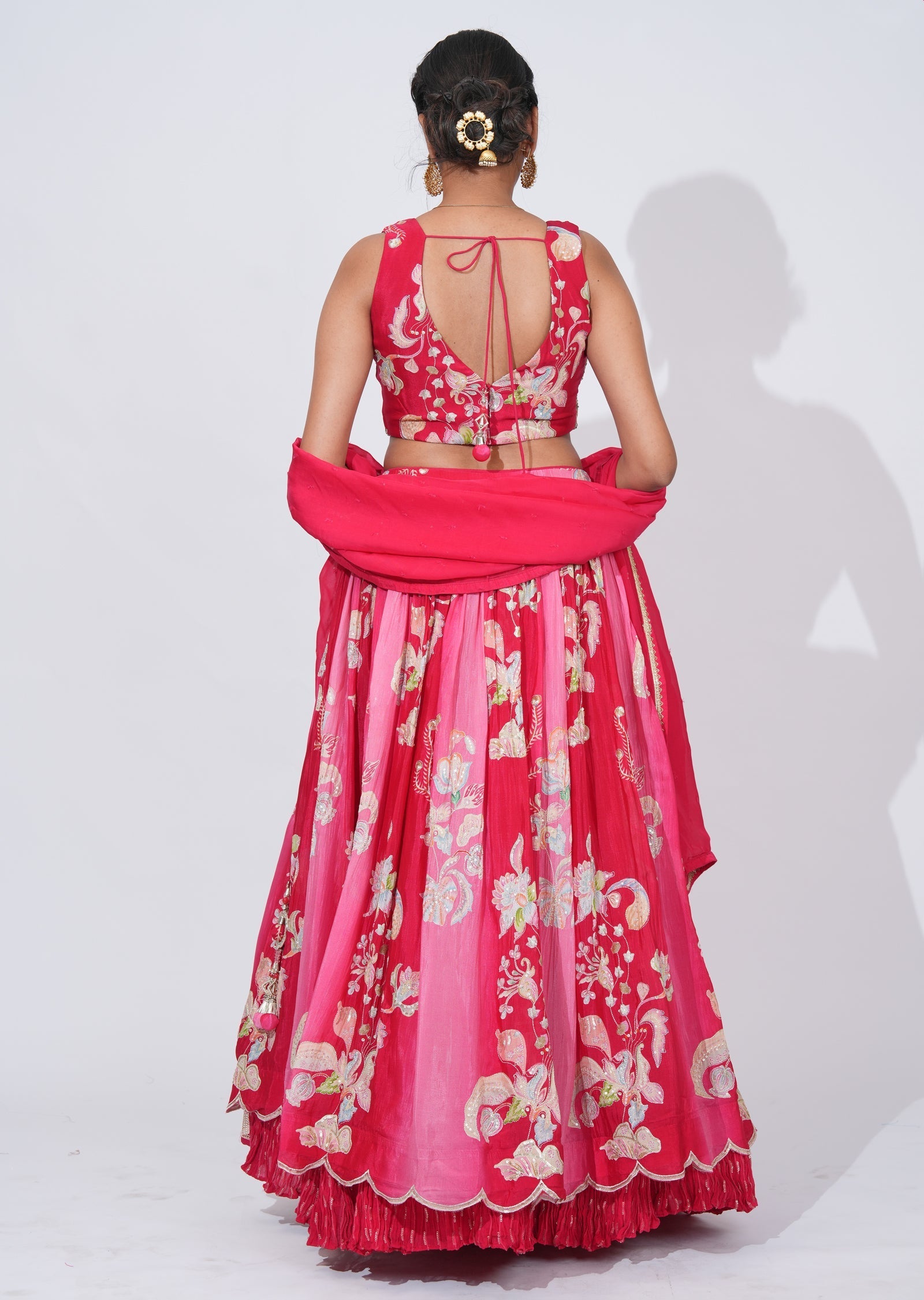 Pink Silk Lehenga Set