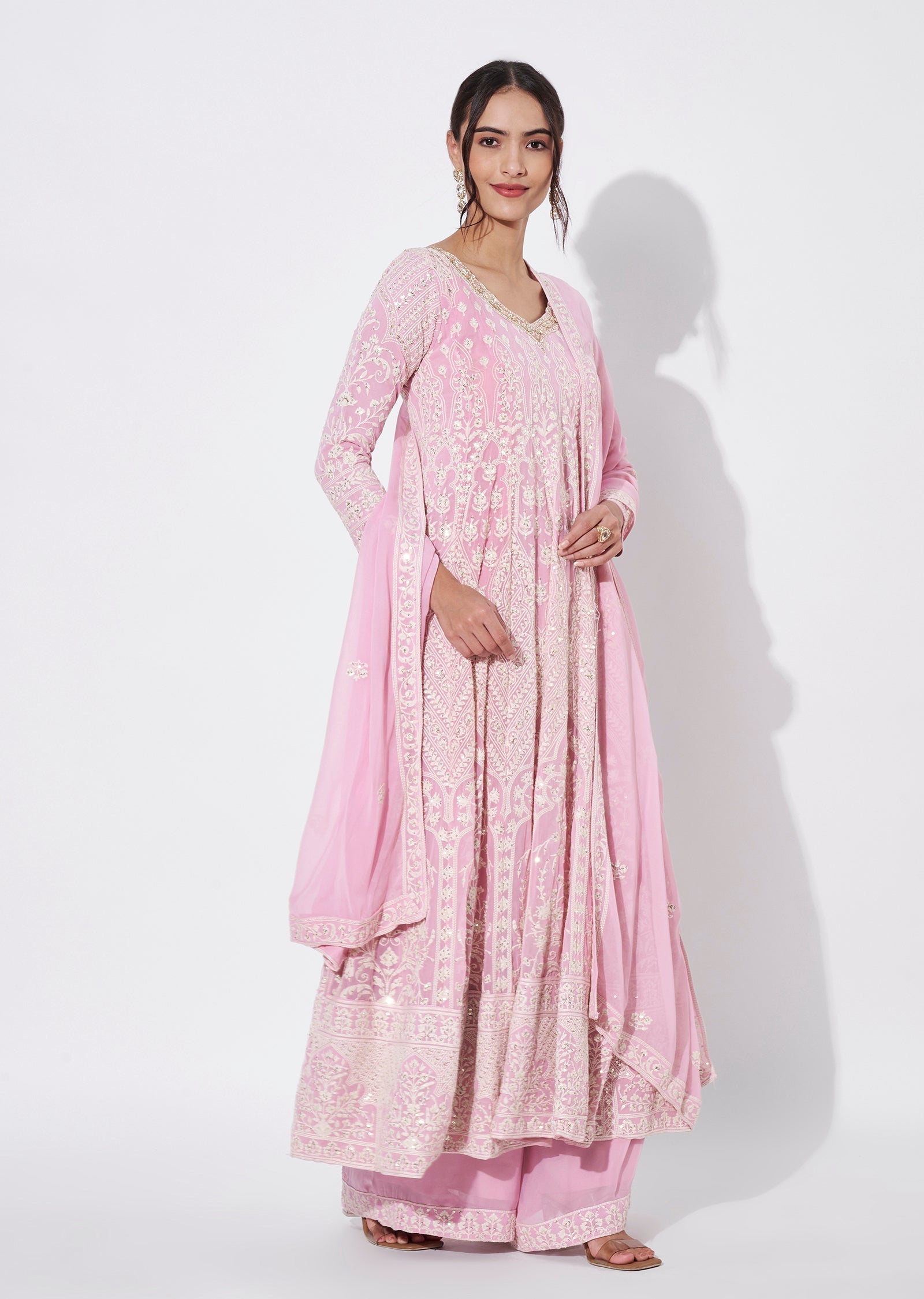 Light Pink Georgette Anarkali Suit
