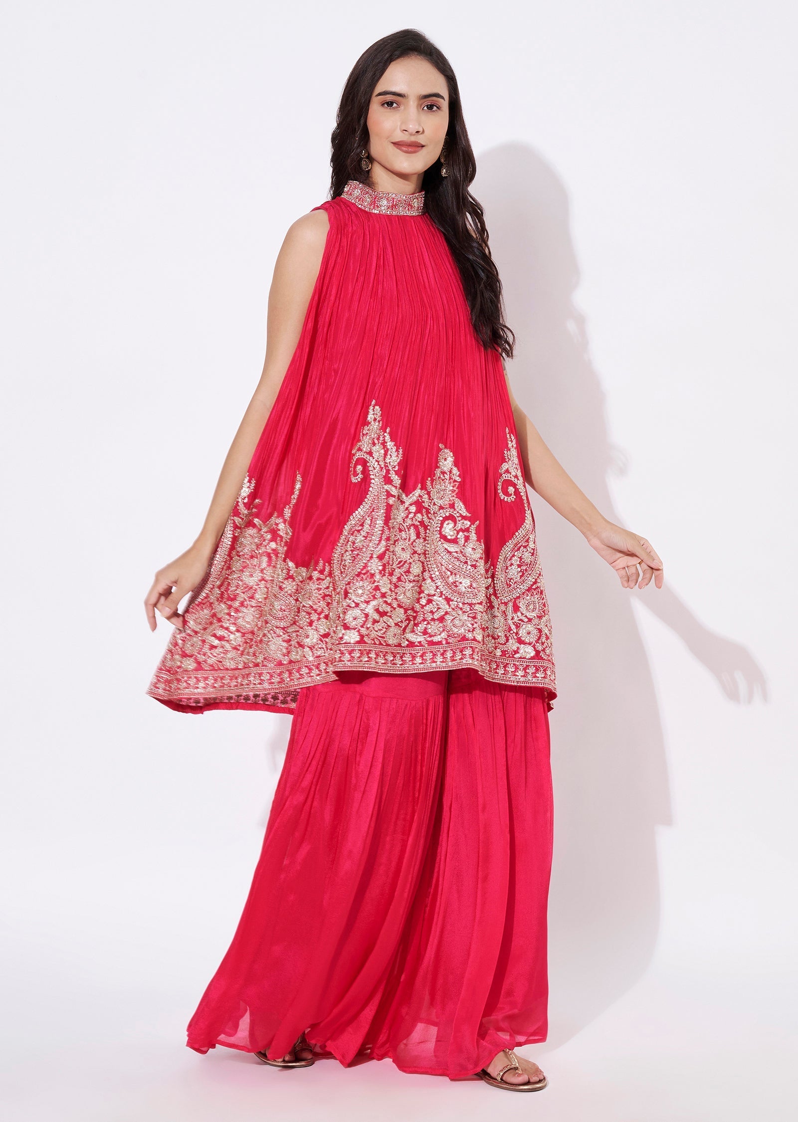 Pink Chinnon Sharara Set