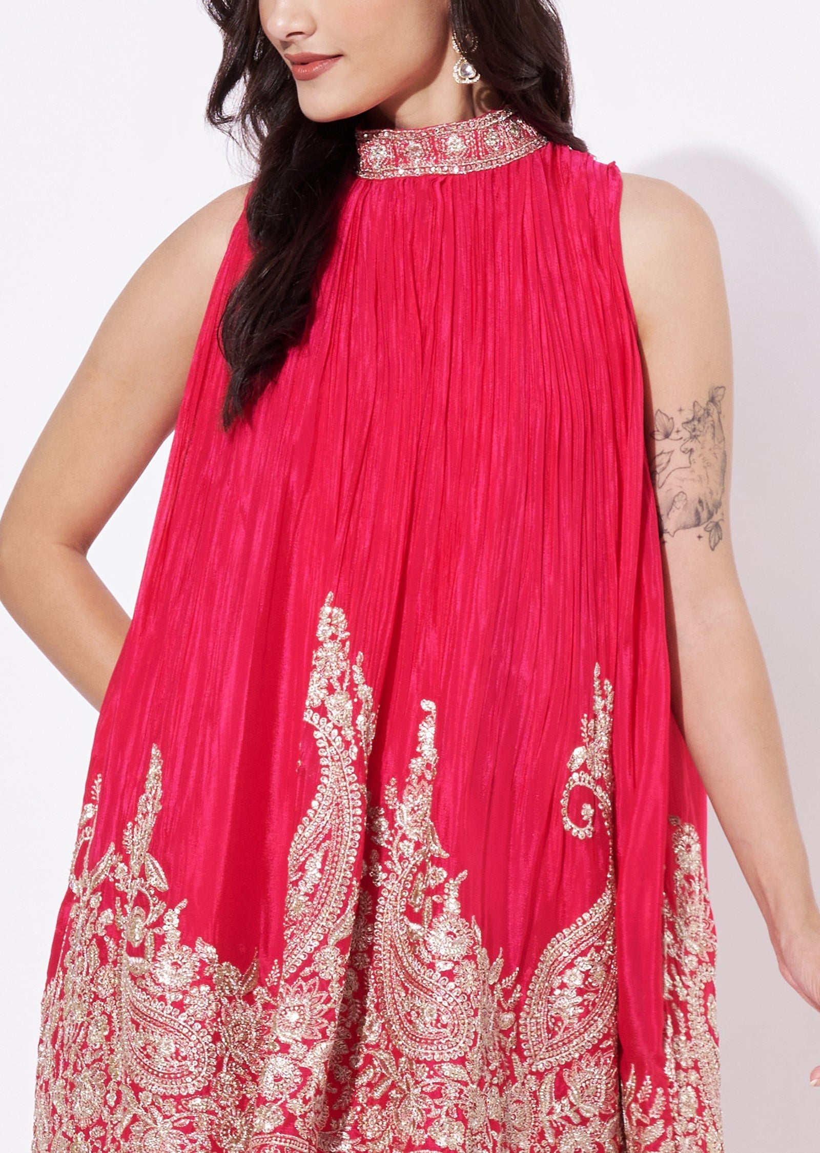 Pink Chinnon Sharara Set