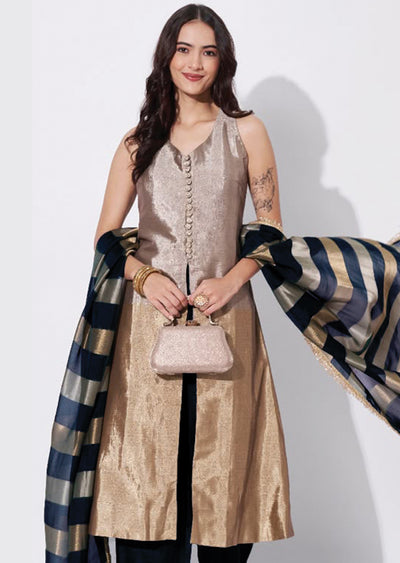 Black Tissue Anarkali Suit