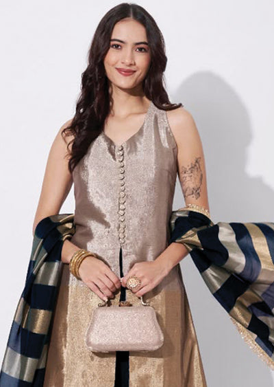 Black Tissue Anarkali Suit