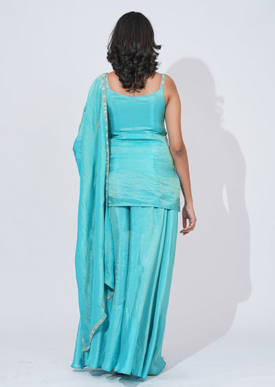 Blue Tissue Sharara Set