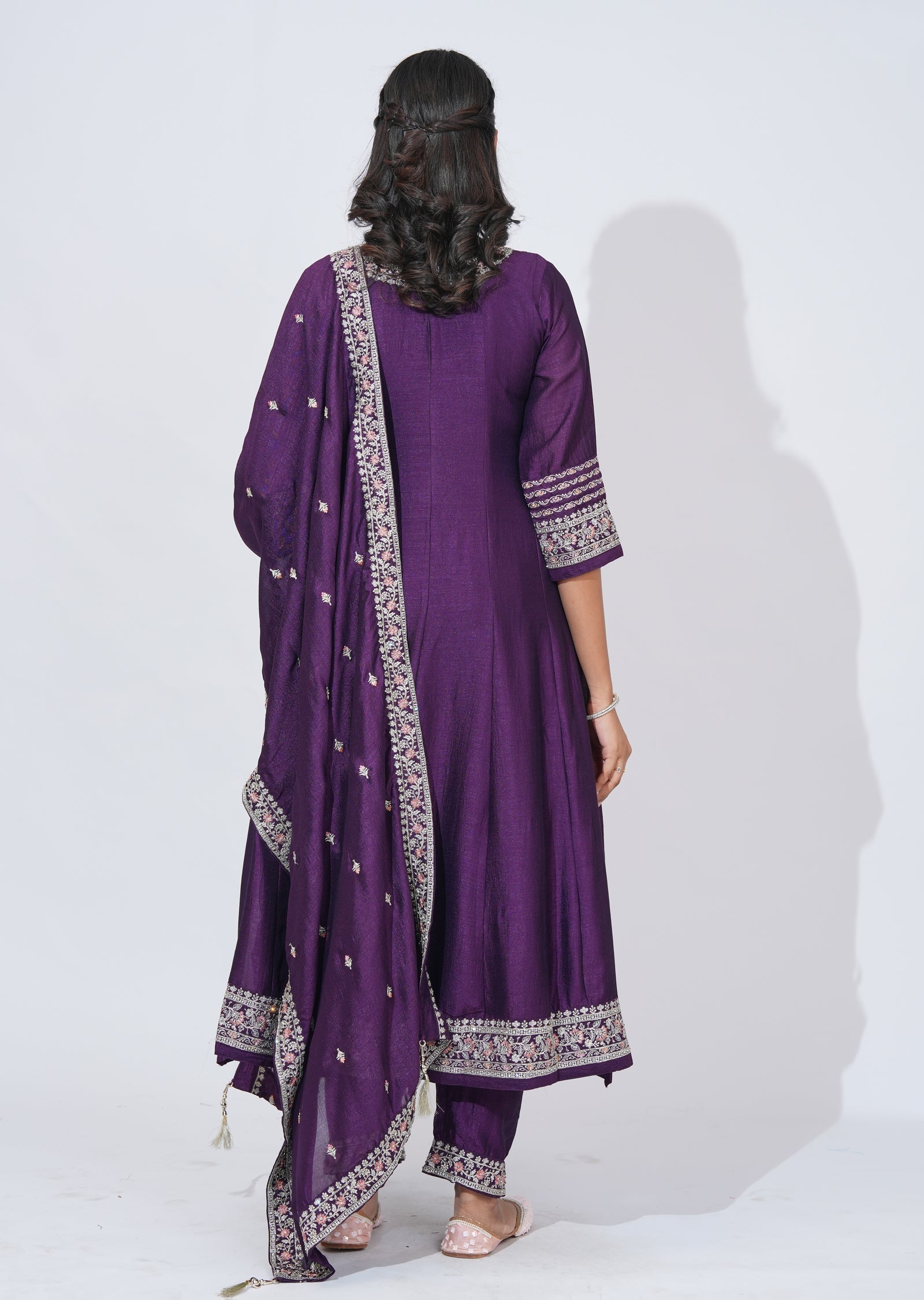 Purple Tissue Anarkali Suit