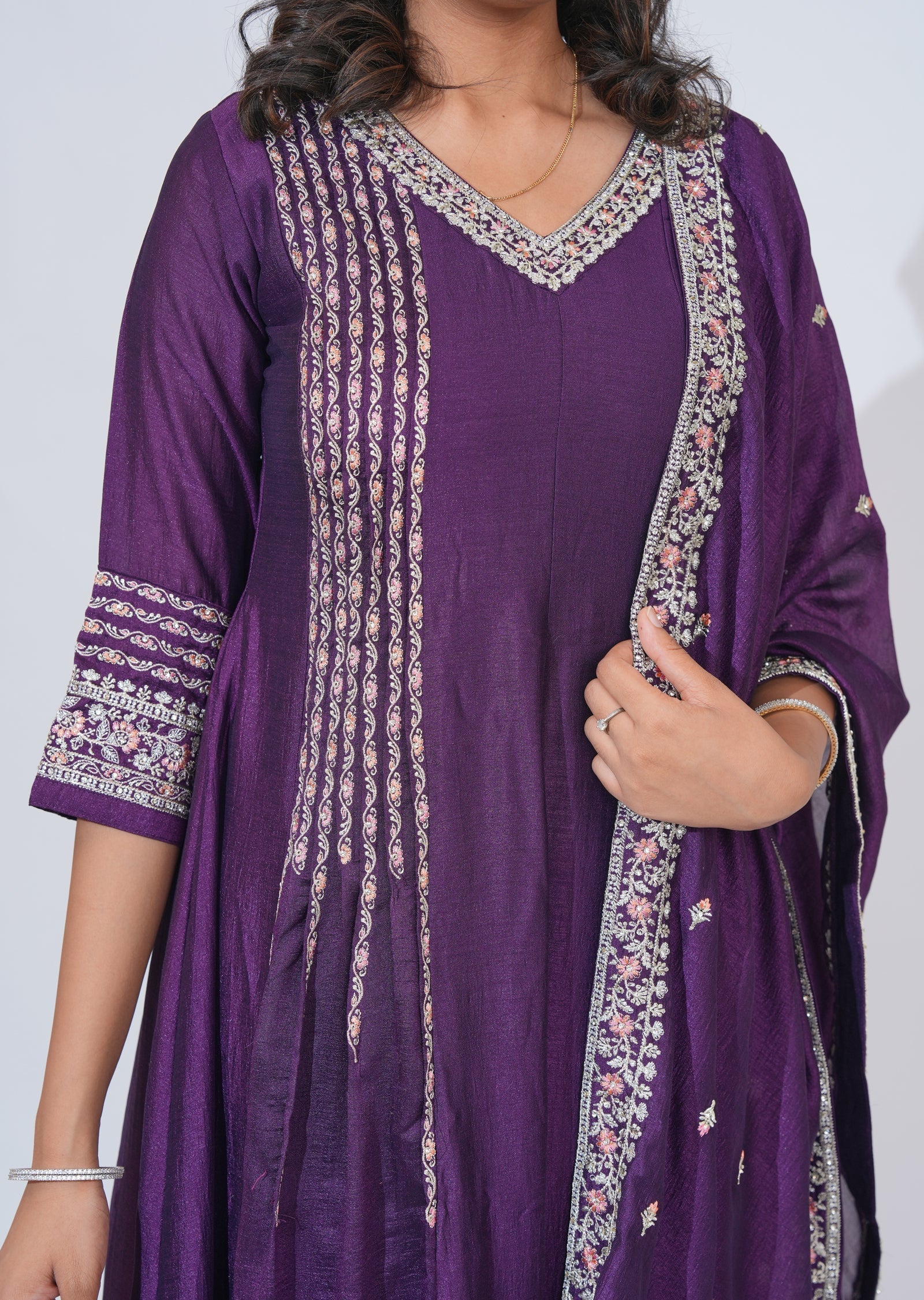 Purple Tissue Anarkali Suit