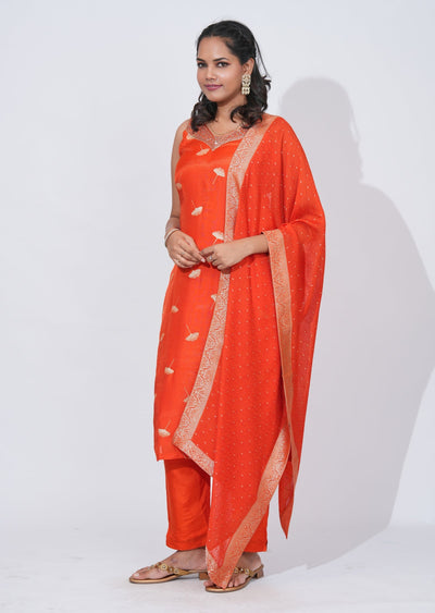Rust Silk Straight cut suit