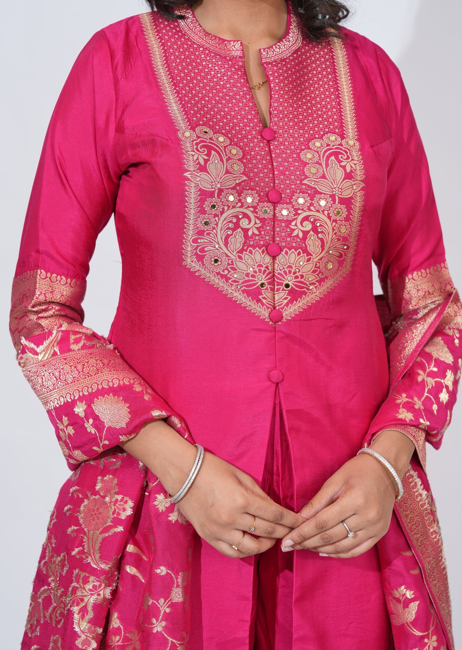 Pink silk Anarkali Suit