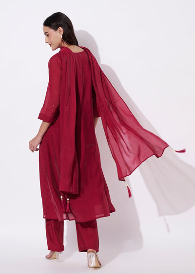 Rani Pink Silk Anarkali Suit