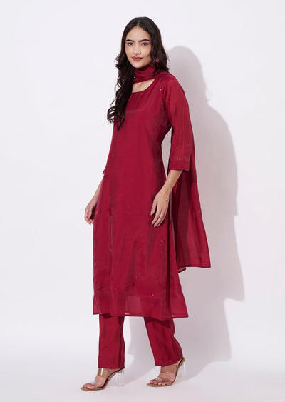 Rani Pink Silk Anarkali Suit
