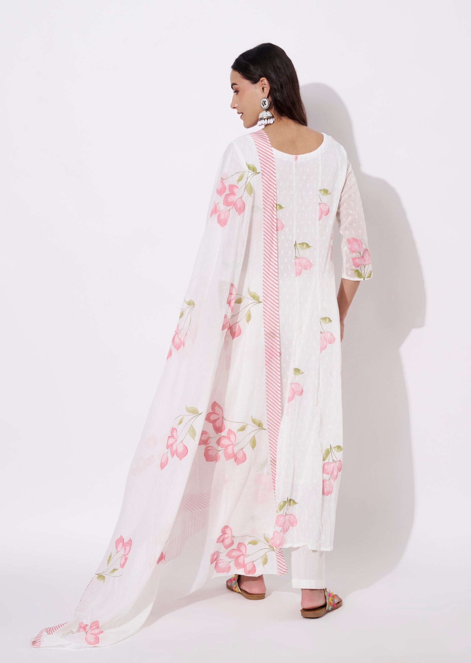 Coral Cotton Anarkali Suit