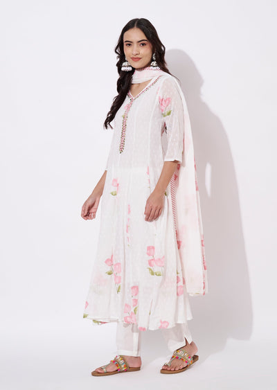 Coral Cotton Anarkali Suit